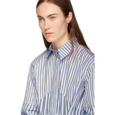 Shop Carven Blue Stripe Mix Shirt In Ra01 Bleu C