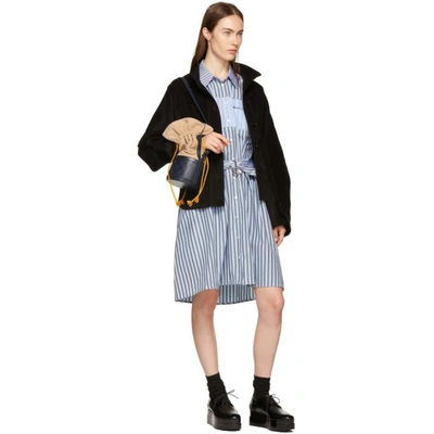 Shop Carven Blue Stripe Mix Shirt Dress