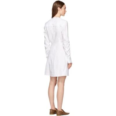 Shop Carven White Poplin Belted Wrap Dress In 037 White