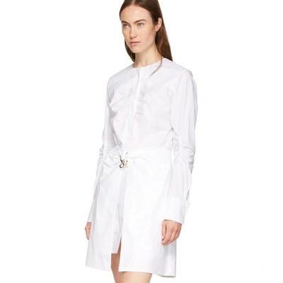 Shop Carven White Poplin Belted Wrap Dress In 037 White