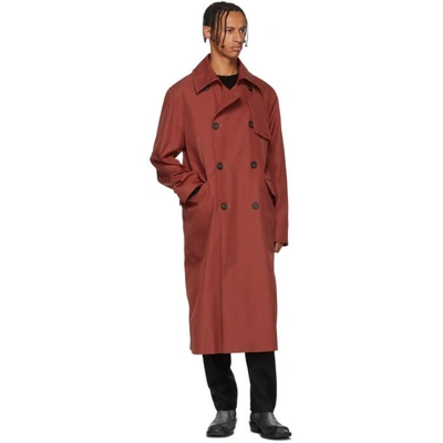 Shop Acne Studios Red Oversized Trench Coat