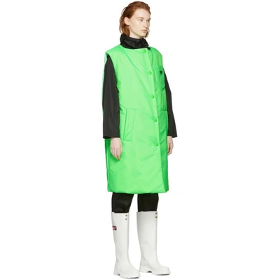 Shop Prada Green Logo Long Padded Vest In F0362 Pista