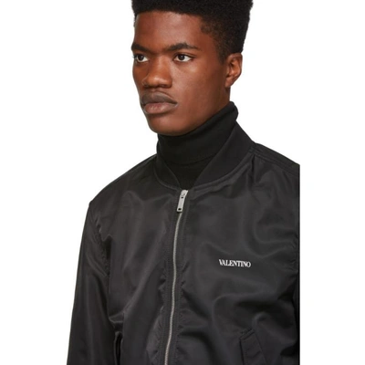 Shop Valentino Black Logo Bomber Jacket In 0no Black