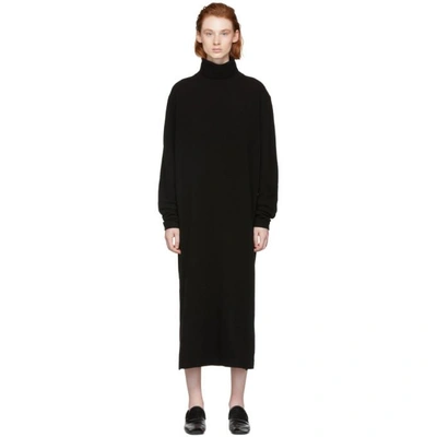 Shop Lemaire Black Merino Wool Turtleneck Dress In 999 Black