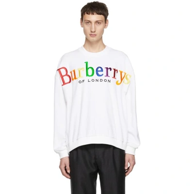 Burberry Rainbow Logo French Terry Sweatshirt In White | ModeSens