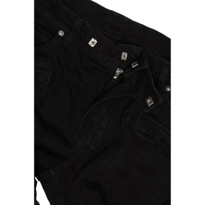 Shop Balmain Black Distressed Basic Biker Jeans In 176 Black