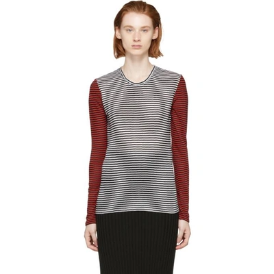 Shop Proenza Schouler Black & White Pswl Mixed Stripe Long Sleeve T-shirt In 11215 Blk/p