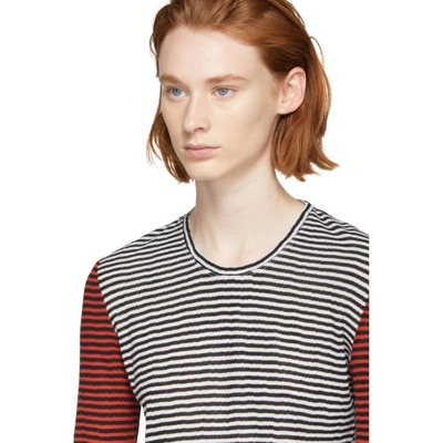 Shop Proenza Schouler Black & White Pswl Mixed Stripe Long Sleeve T-shirt In 11215 Blk/p