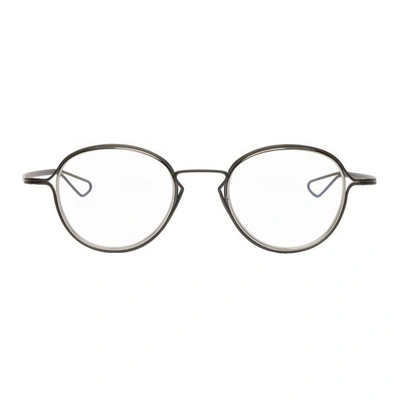 Shop Dita Black & Silver Haliod Glasses In Black/clear