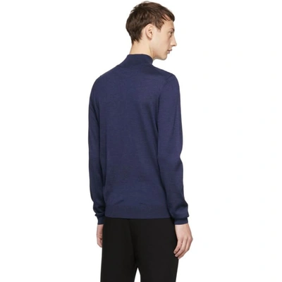 Shop Hugo Boss Boss Blue Banello-p Zip Troyer Sweater In 477 Denim B