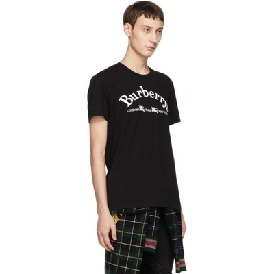 Shop Burberry Black Embroidered Archive Logo T-shirt