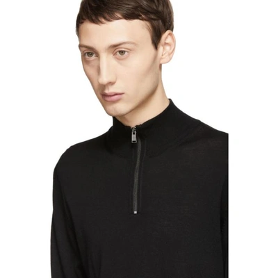 Shop Hugo Boss Boss Black Banello-p Zip Troyer Sweater In 001 Black