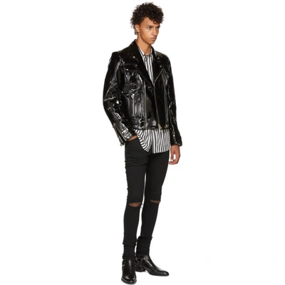 Shop Balmain Black Destroyed Skinny Jeans In 176 Black