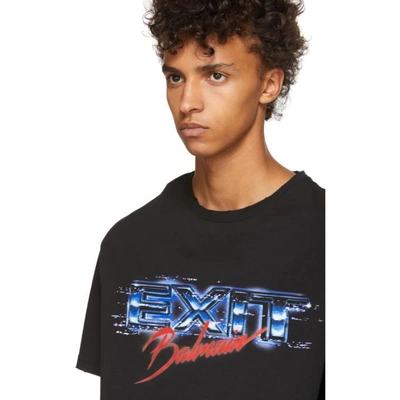 Shop Balmain Black Oversized 'exit' T-shirt In 192 Multi