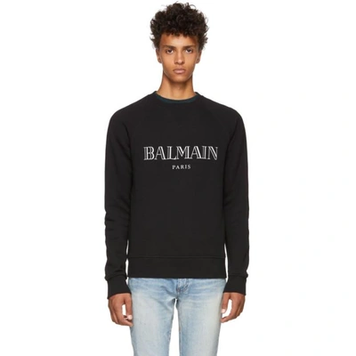 Shop Balmain Black Reflective Logo Sweatshirt In 1766noirarg