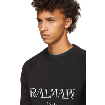Shop Balmain Black Reflective Logo Sweatshirt In 1766noirarg