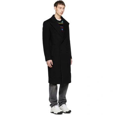 Shop Wooyoungmi Black Double Breasted Long Coat In 921b Black