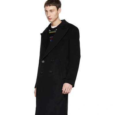 Shop Wooyoungmi Black Double Breasted Long Coat In 921b Black