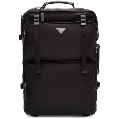 Shop Prada Black Logo Suitcase In F0002