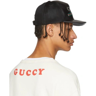 Shop Gucci Black Logo Cap In 1060 Black