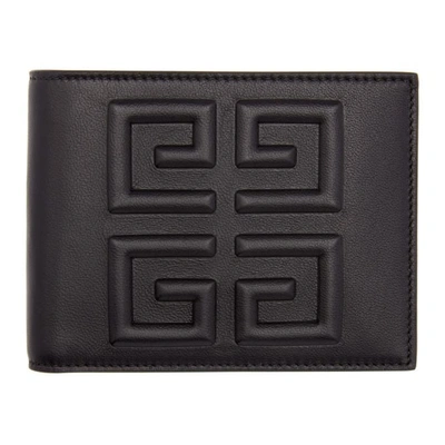 Shop Givenchy Black Debossed 4g Wallet In 016 Blk/kha