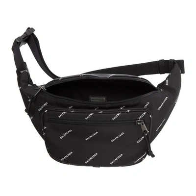 Shop Balenciaga Black Logo Explorer Belt Bag In 1060blkwht