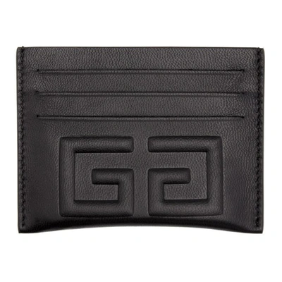 Shop Givenchy Black Debossed 4g Card Holder In 016 Blk/kha