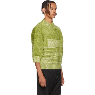 Shop Chin Mens Green Furry Jumper Turtleneck