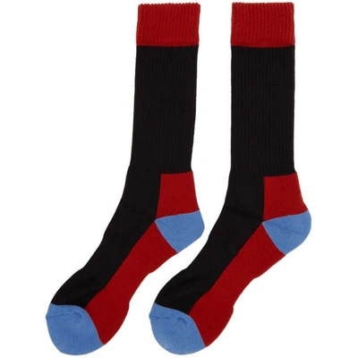 Shop Yohji Yamamoto Black Panel Boot Socks