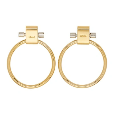 Shop Chloé Chloe Gold Reese Hoop Earrings In 9dm Sil/gol