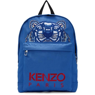 Shop Kenzo Blue Tiger Capsule Backpack In 74.med.blu