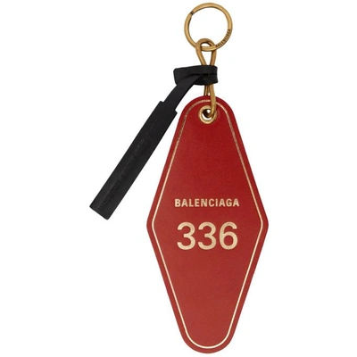 Shop Balenciaga Red Hotel Diamond Tag Keychain In 6518 Red