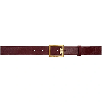 Shop Givenchy Burgundy Leather Gv3 Belt In 542 Aubergi