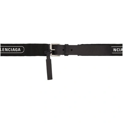 Shop Balenciaga Black Logo Belt In 1064blkwht