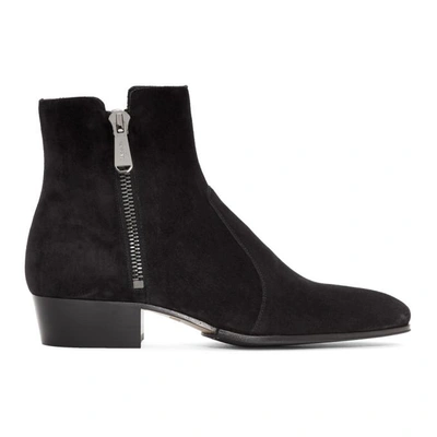 Shop Balmain Black Suede Anthos Boots In 176 Black