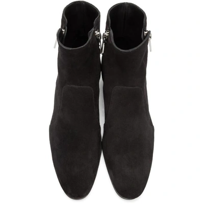 Shop Balmain Black Suede Anthos Boots In 176 Black