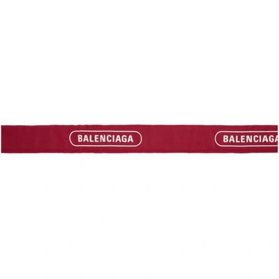 Shop Balenciaga Red And Black Logo Belt In 1066blkred
