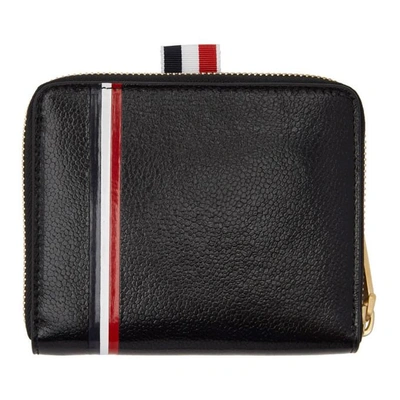 Shop Thom Browne Black Short Intarsia Bow Zip Wallet In 001 Black