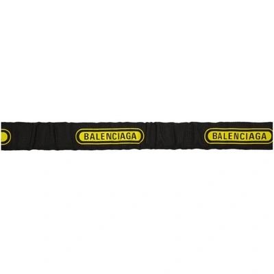 Shop Balenciaga Black And Yellow Logo Belt In 1067blkylw