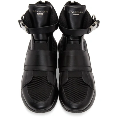 Shop Balmain Black Exton High-top Sneakers In 176 Black