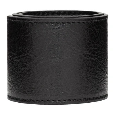 Shop Balenciaga Black Leather Cycle Bracelet In 1000 Black