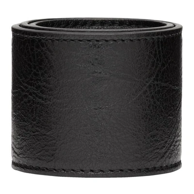 Shop Balenciaga Black Leather Cycle Bracelet In 1000 Black