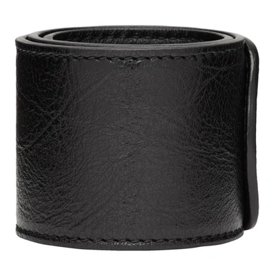 Shop Balenciaga Black Leather Cycle Bracelet In 1000 Black