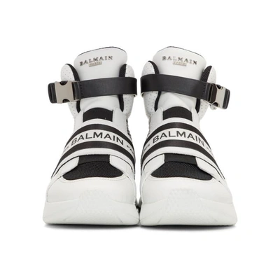 Shop Balmain Black And White Exton Sneakers In 181 Blkwht