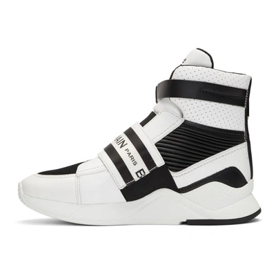 Shop Balmain Black And White Exton Sneakers In 181 Blkwht