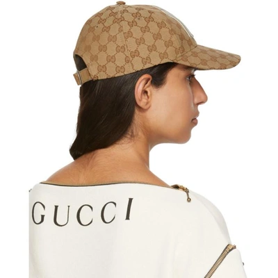 Shop Gucci Tan Ny Yankees Edition Gg Supreme Patch Cap