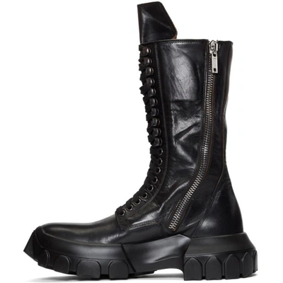 Shop Rick Owens Black Lace-up Tractor Boots In 9999-blk