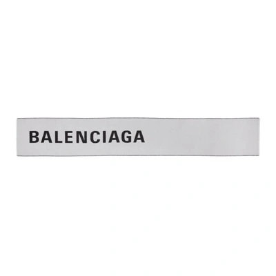 Shop Balenciaga White And Black Large Logo Scarf In 9060whtblk