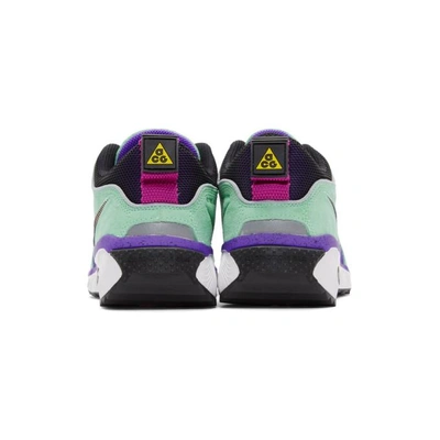 Shop Nike Acg Green And Purple Dog Mountain Sneakers In 300emrldris