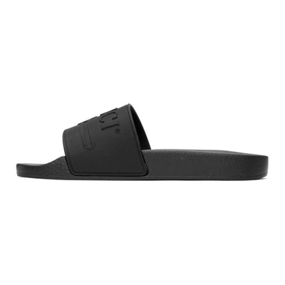 Shop Gucci Black Pursuit Pool Slides